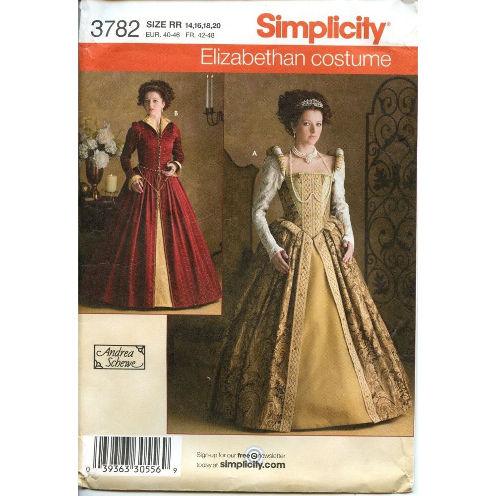 Authentic Elizabethan Costume Sewing Pattern Historical Dress Reproduction